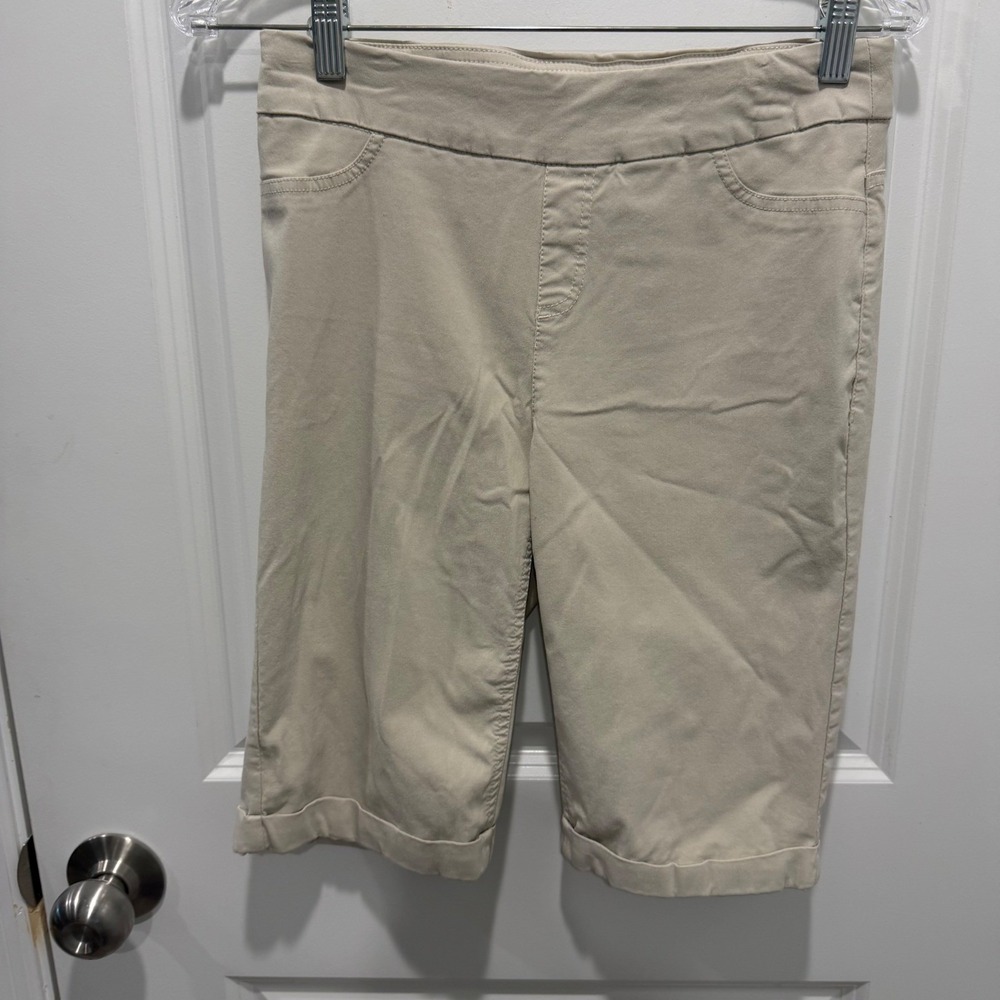 Soft Surroundings Womens Bermuda Shorts Pull On Stretch Beige Size Small